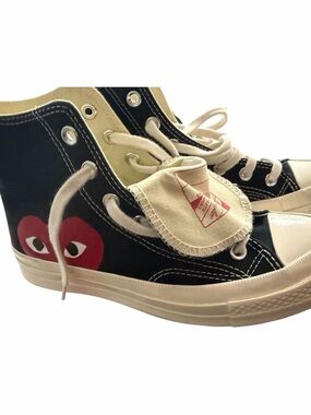 Converse comme des garcon Canvas High-Top Sneakers with Red Heart Detail